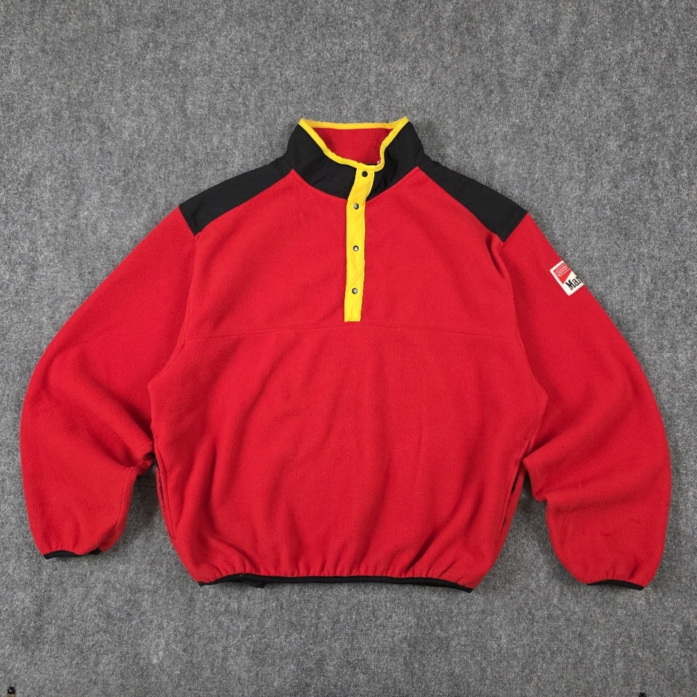 Marlboro 100% Polyester Fleece Snap Neck Pullover Red XL AdventureTeam